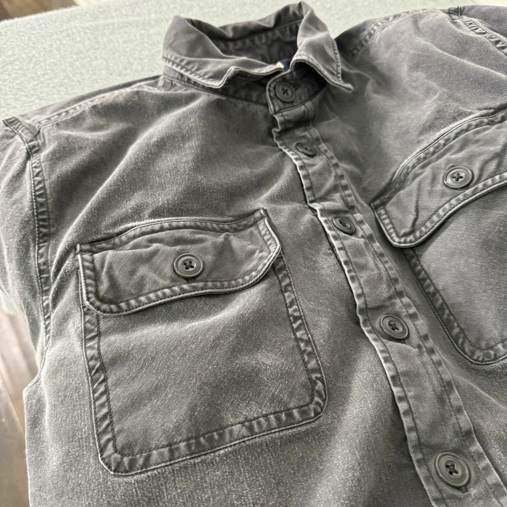 Faherty Stretch Gray Blanket Lined CPO Shirt Jacket Workwear Men's Small